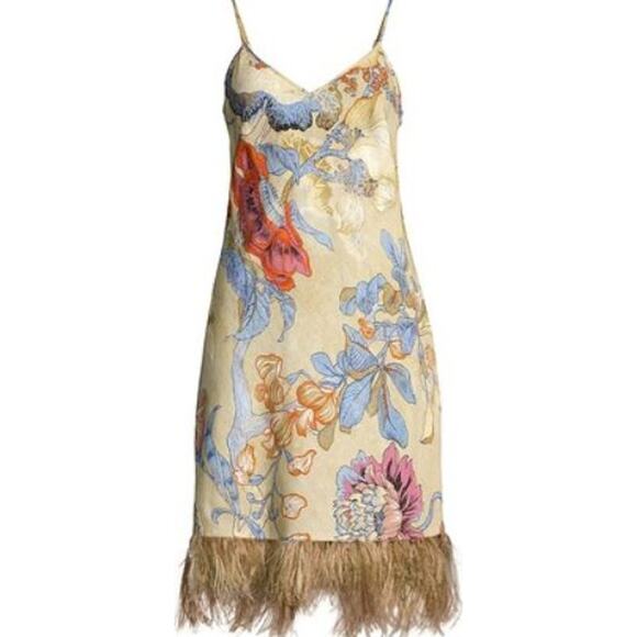 Ungaro Miki Floral Fringe V-Neck Sheath Dress Horizon Multi Women's Size Medium - Picture 1 of 5